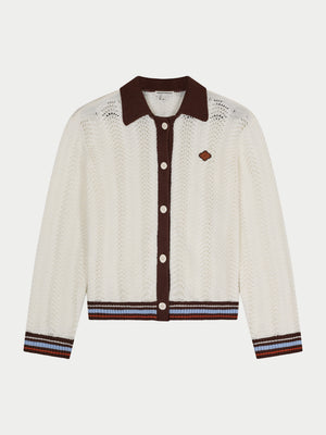 LONG SLEEVE CROCHET SHIRT - CHOCOLATE