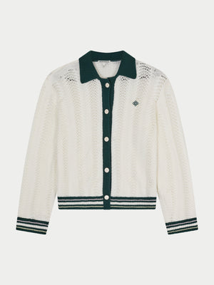 LONG SLEEVE CROCHET SHIRT - FOREST GREEN