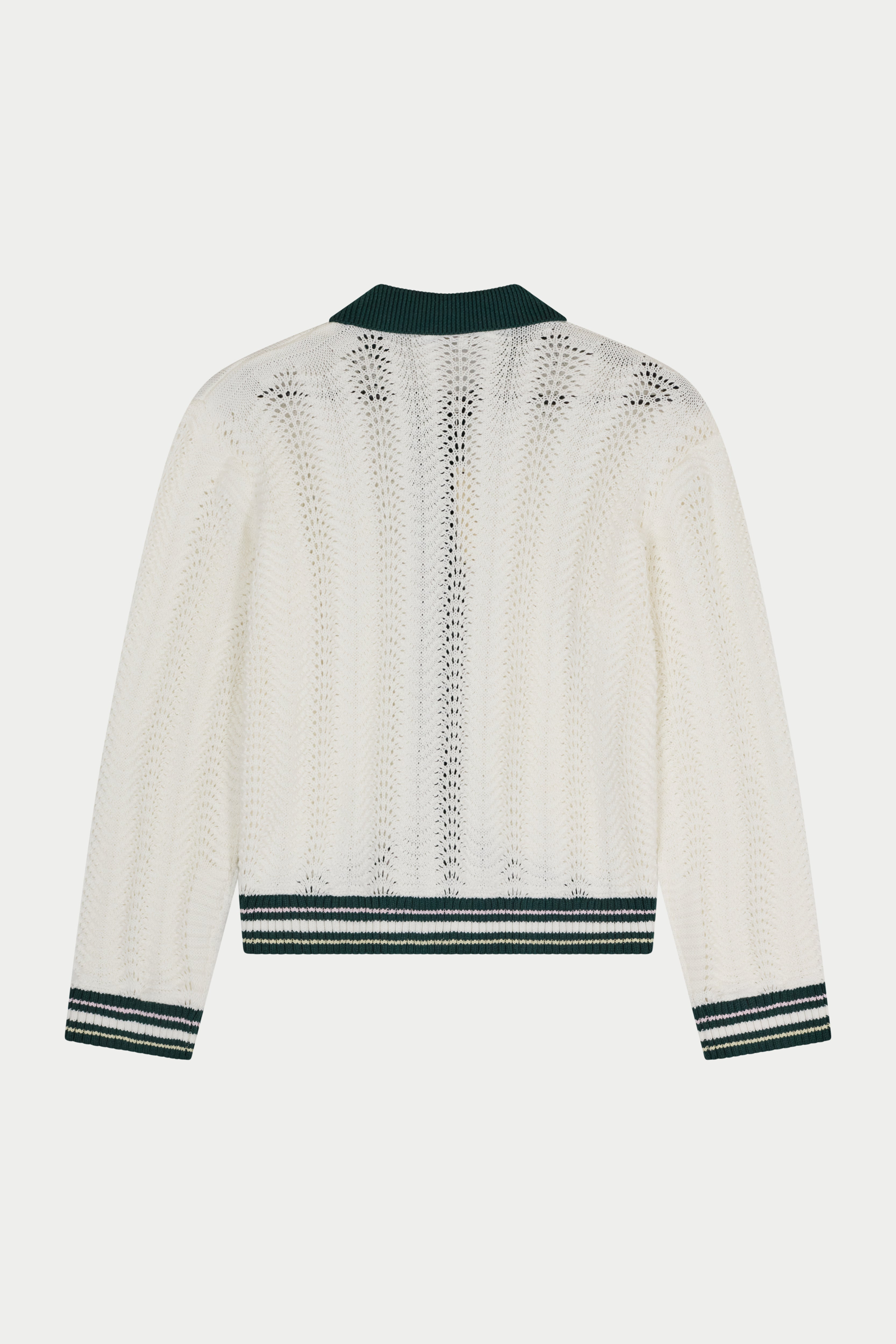 LONG SLEEVE CROCHET SHIRT - FOREST GREEN