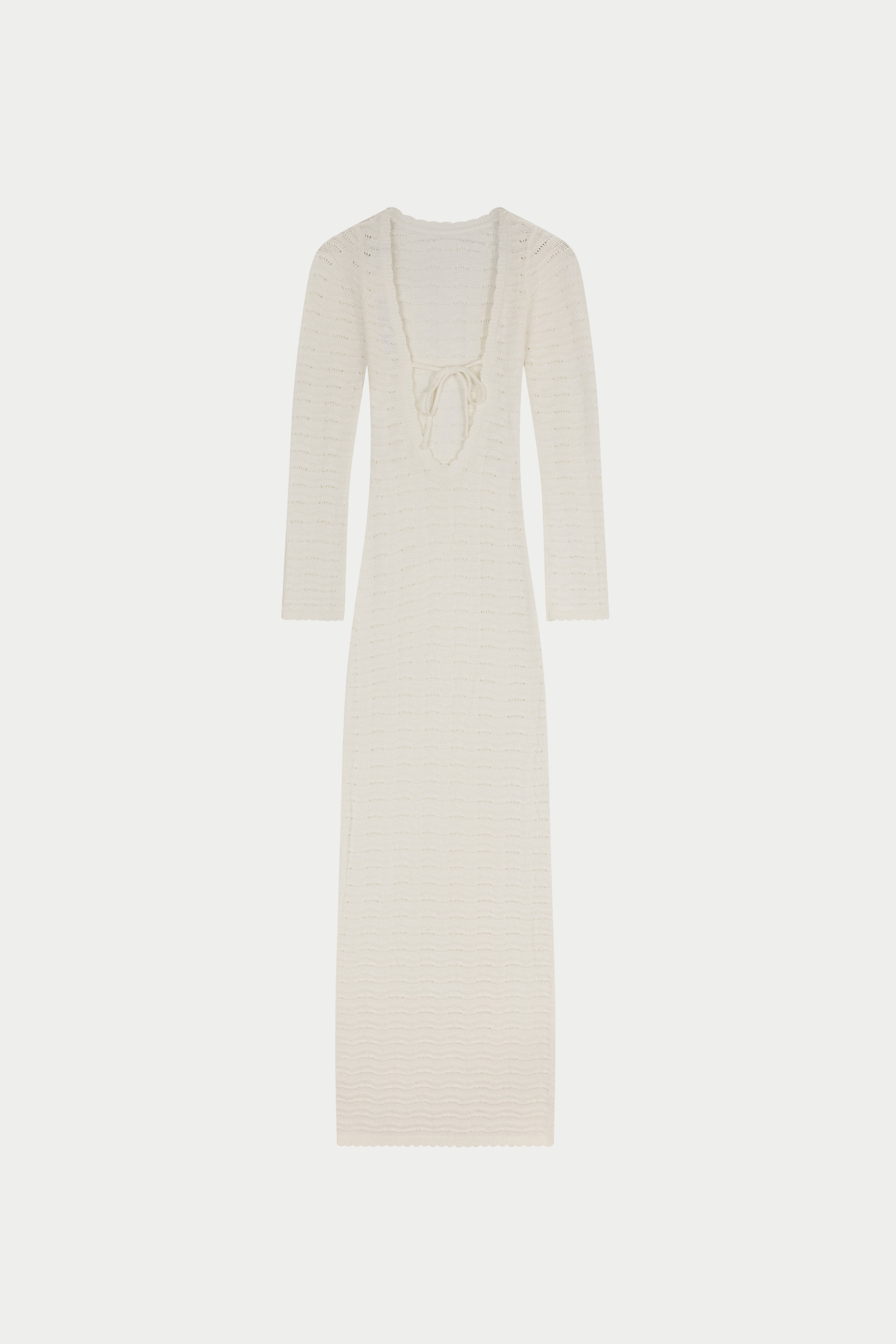 CROCHET KNIT TWO WAY MAXI DRESS - OFF WHITE