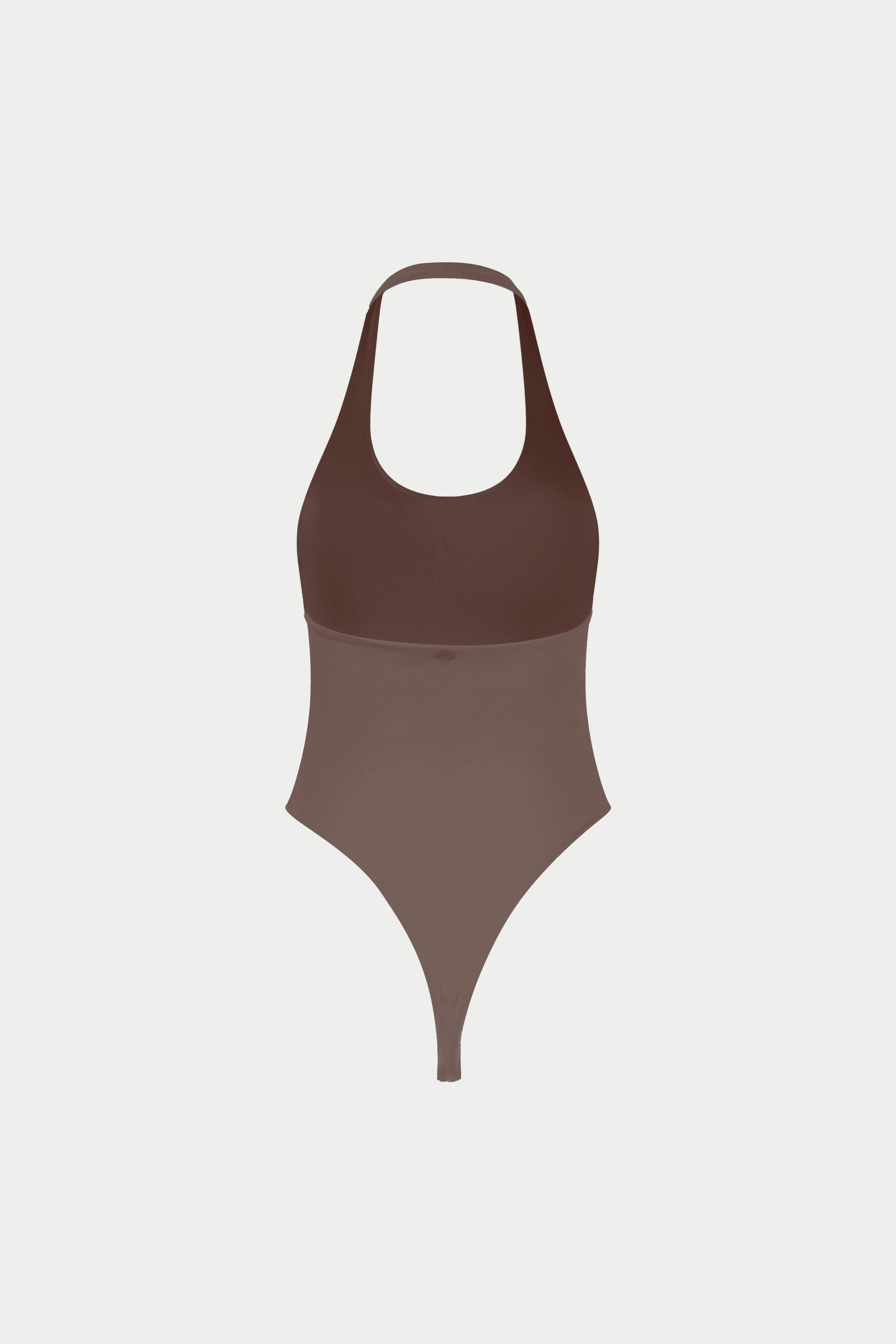 SCOOP NECK BODYSUIT - BROWN