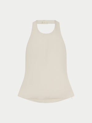 SATIN HIGH NECK TOP - IVORY