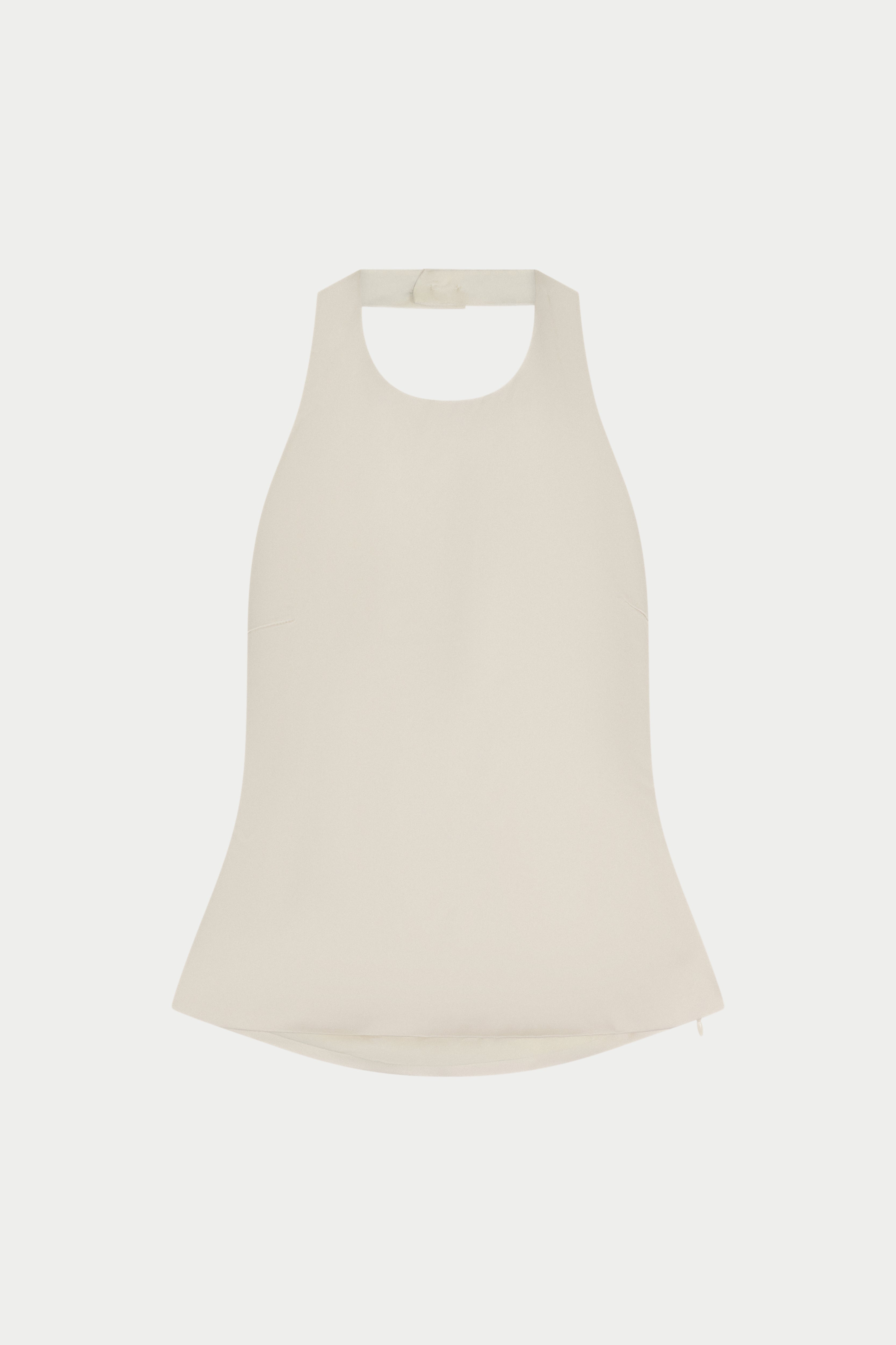 SATIN HIGH NECK TOP - IVORY