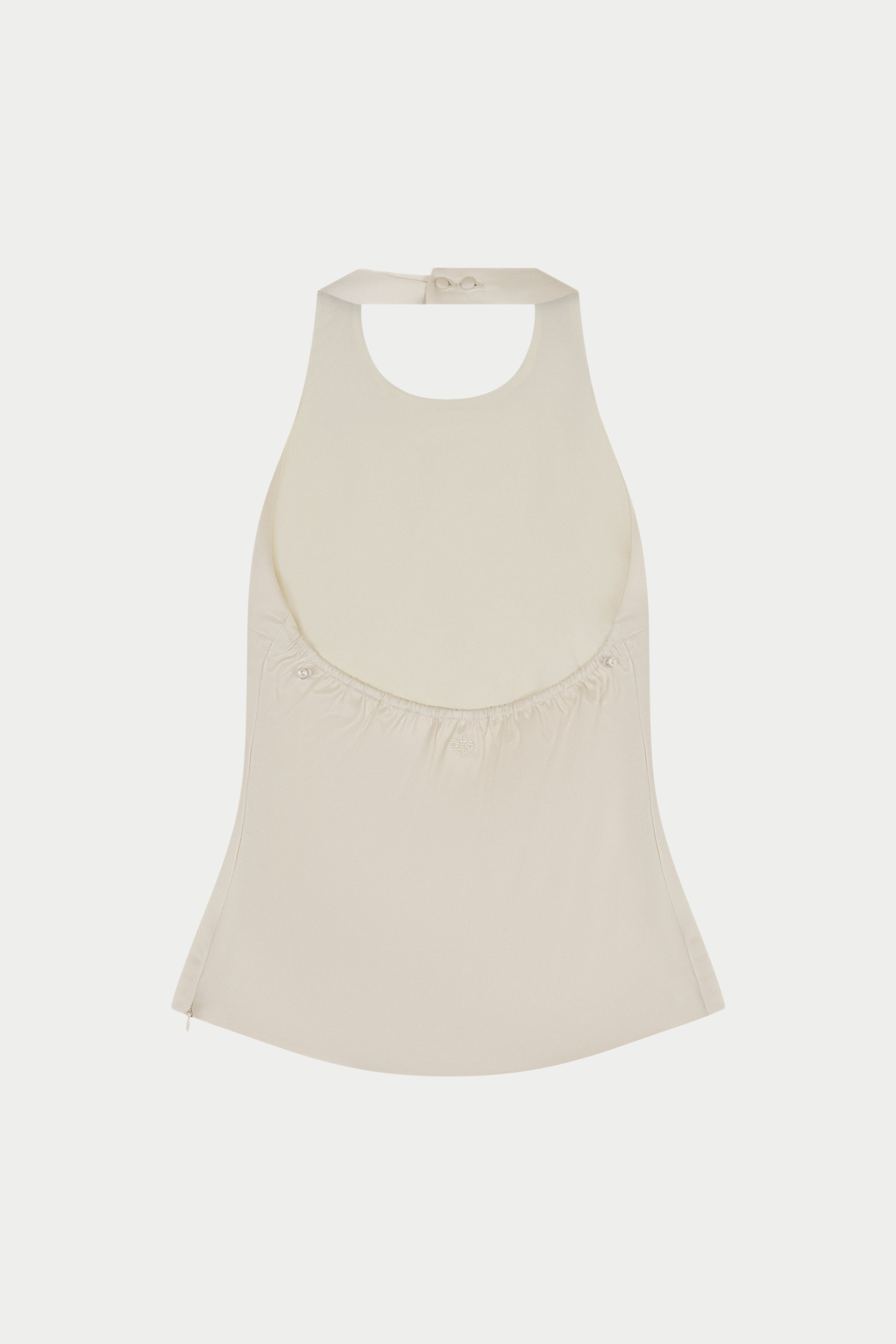 SATIN HIGH NECK TOP - IVORY