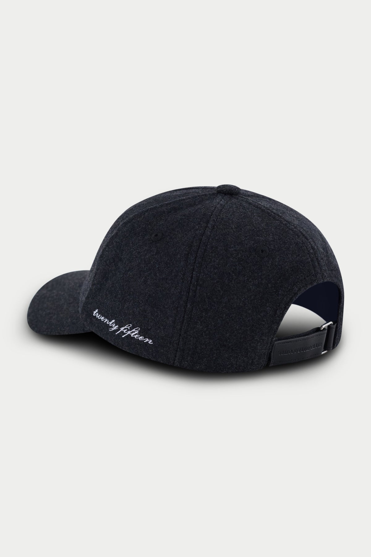 WOOL SCRIPT EMBROIDERED CAP - CHARCOAL