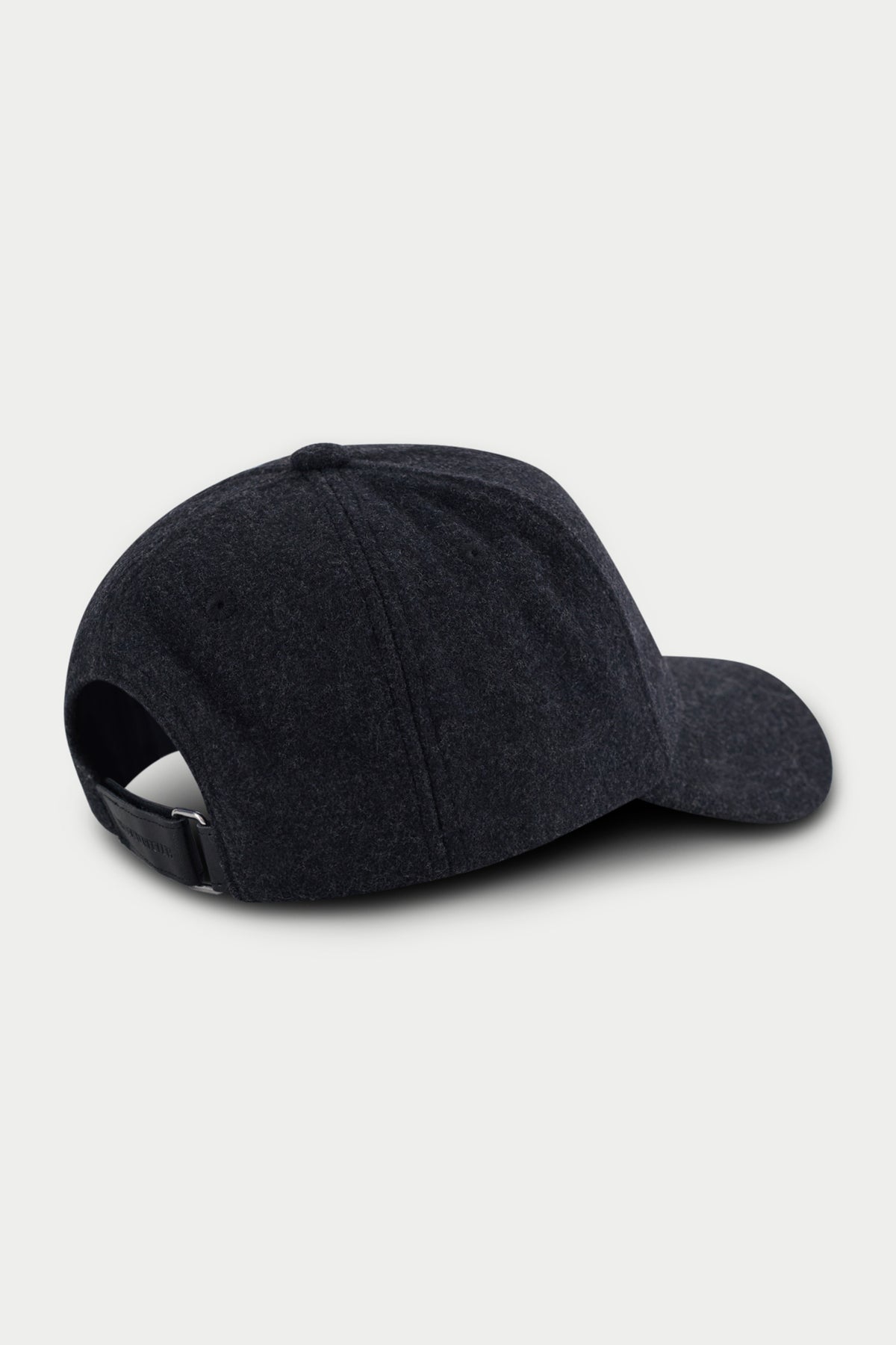WOOL SCRIPT EMBROIDERED CAP - CHARCOAL