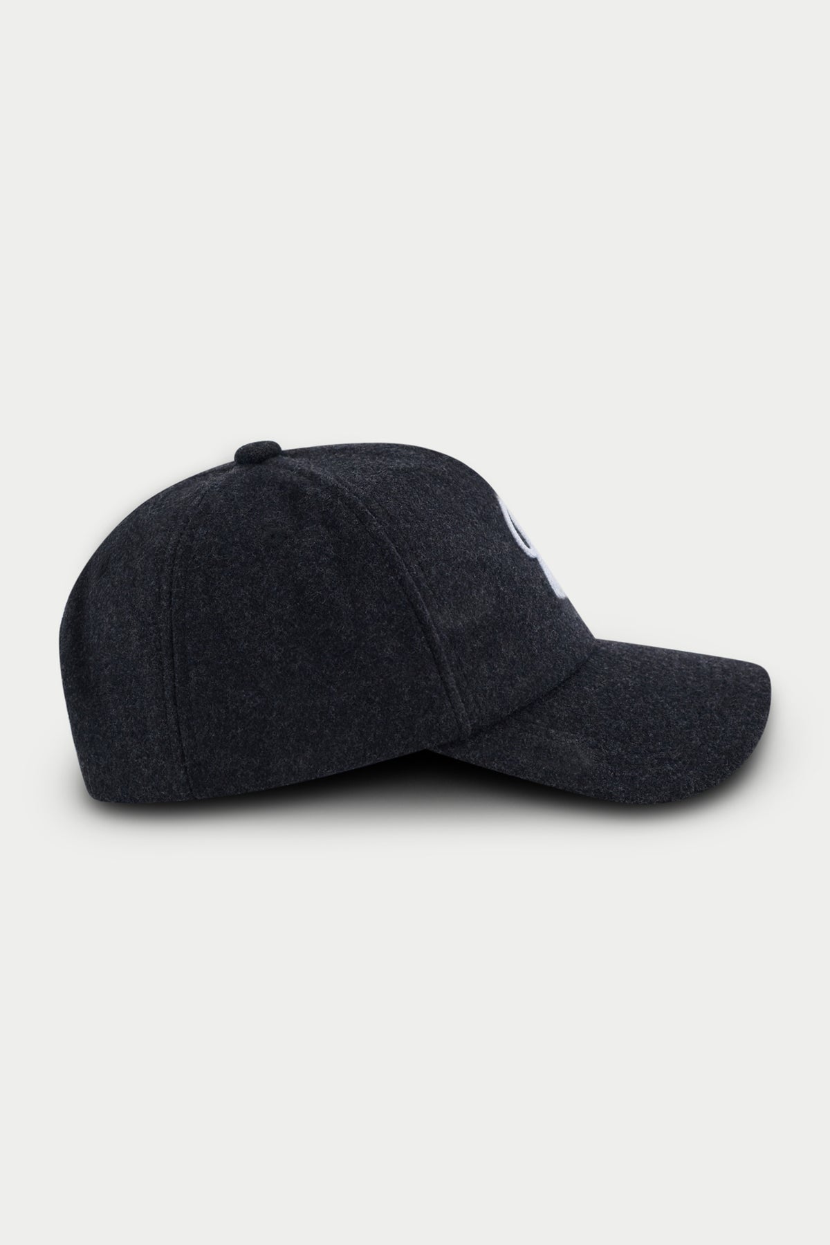 WOOL SCRIPT EMBROIDERED CAP - CHARCOAL