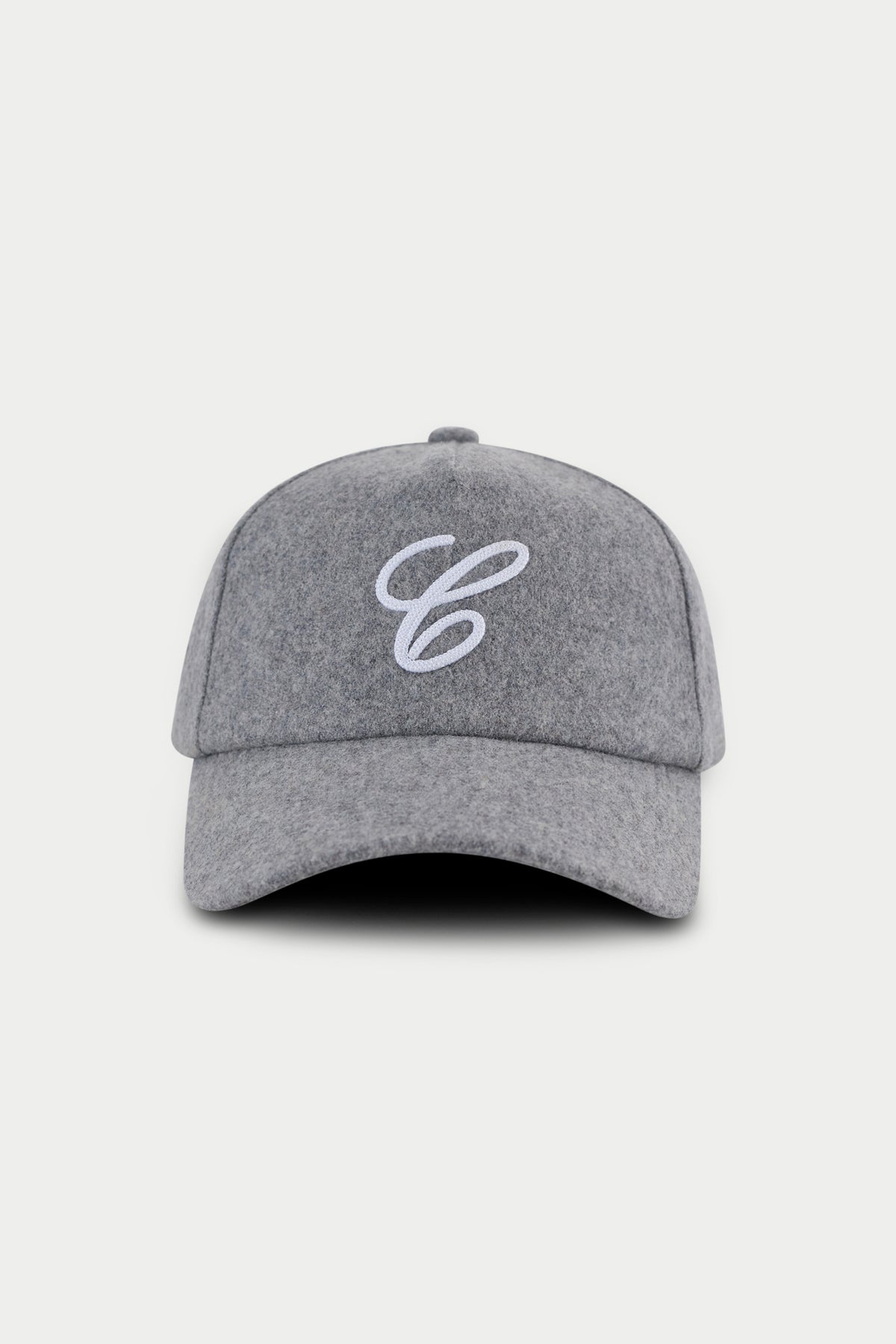 WOOL SCRIPT EMBROIDERED CAP - GREY