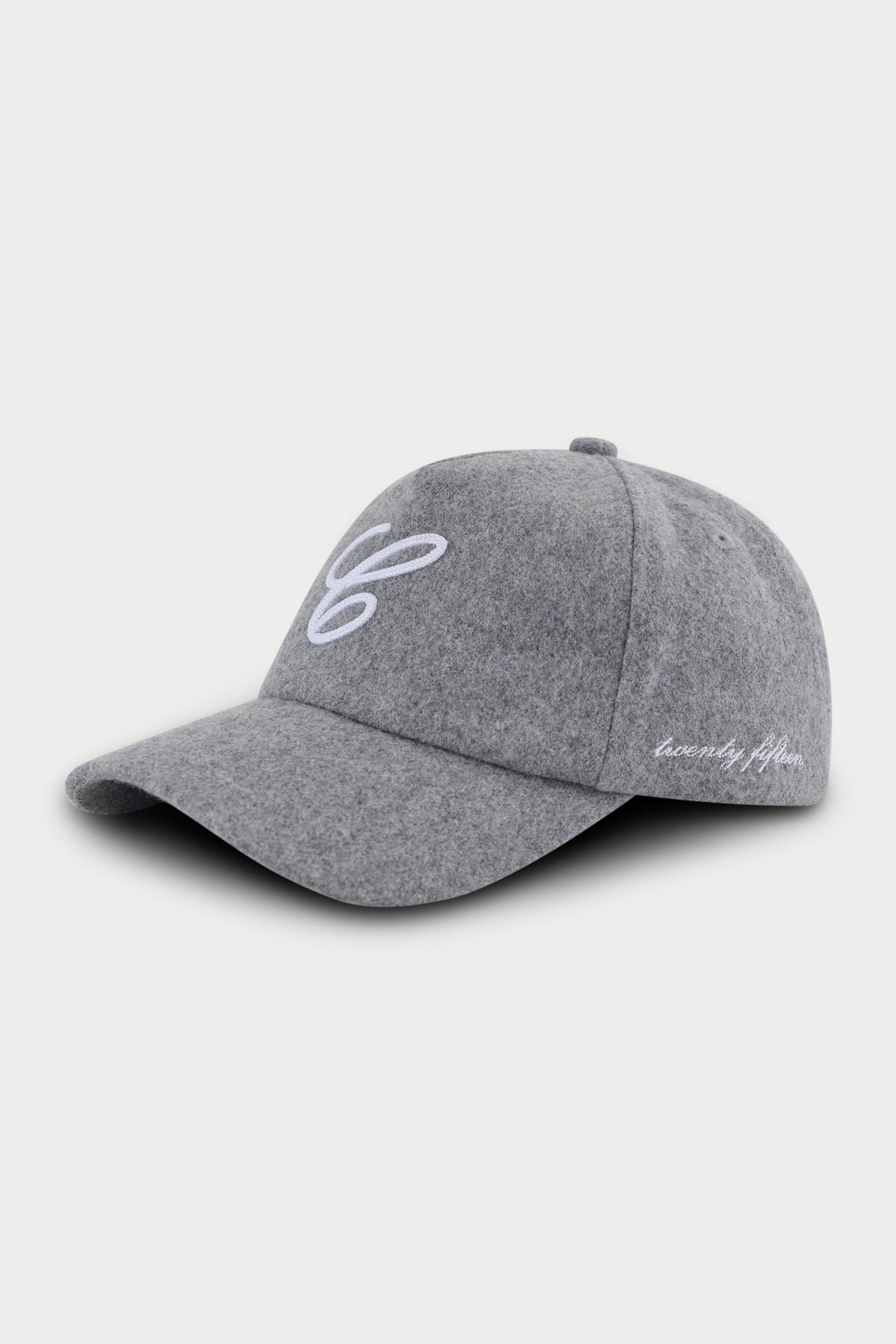 WOOL SCRIPT EMBROIDERED CAP - GREY