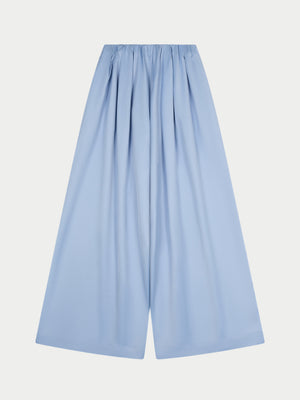 SATIN WIDE LEG TROUSERS - POWDER BLUE