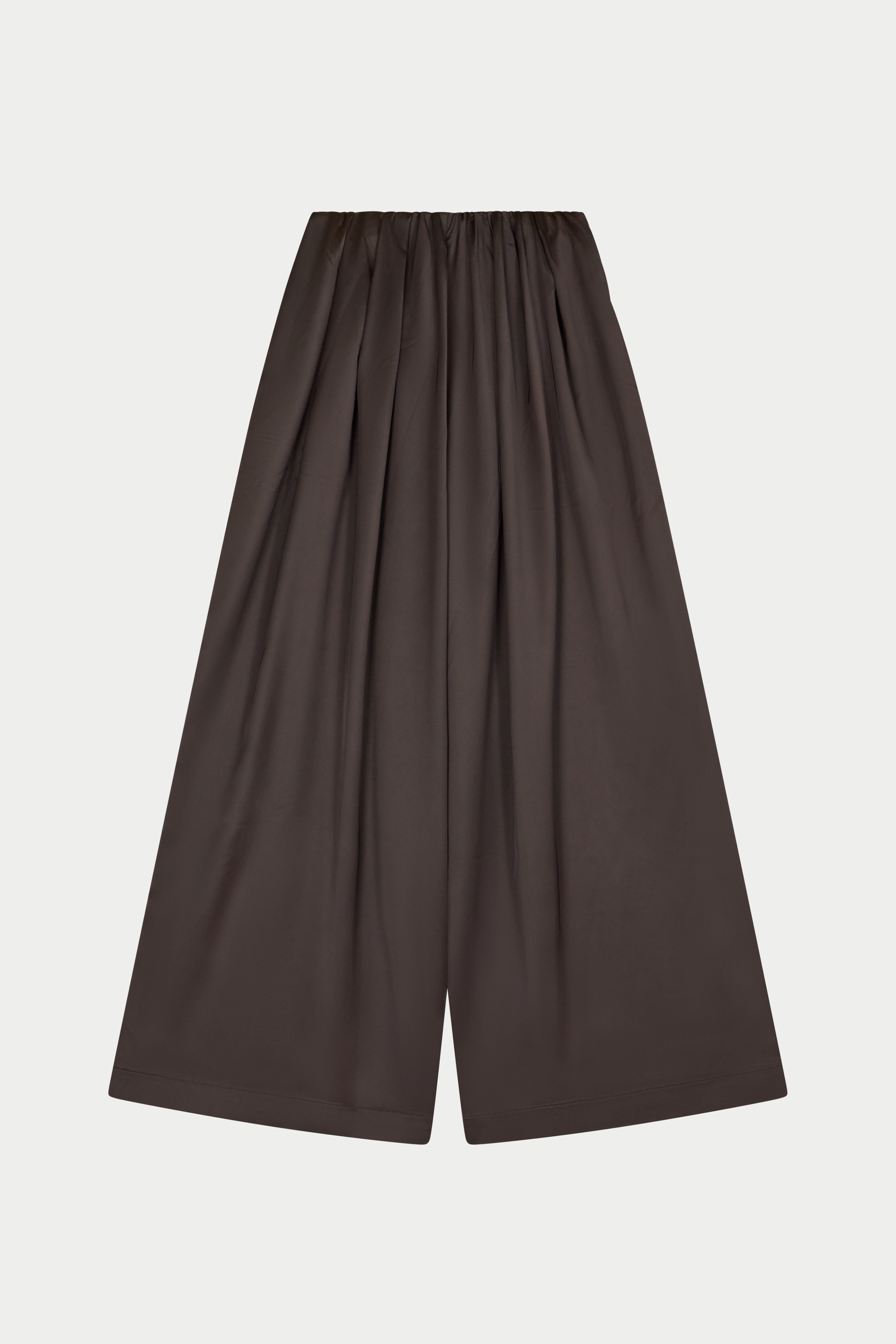 SATIN WIDE LEG TROUSERS - CHOCOLATE