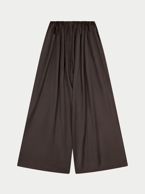 SATIN WIDE LEG TROUSERS - CHOCOLATE