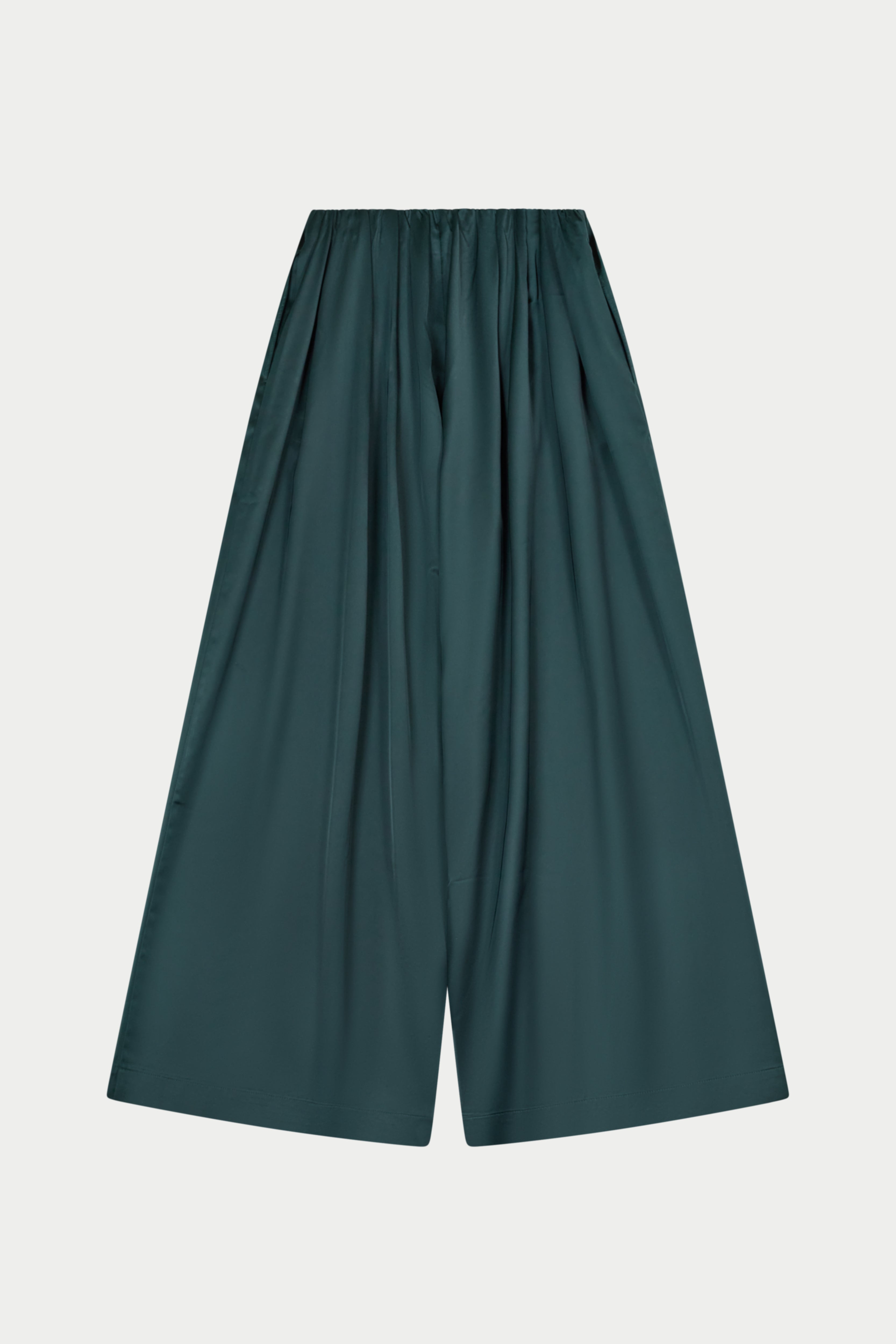 SATIN WIDE LEG TROUSERS - FOREST GREEN