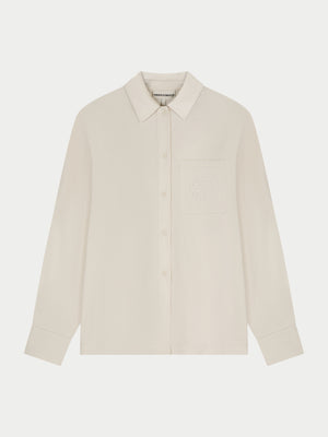 TIE BACK SATIN SHIRT - IVORY