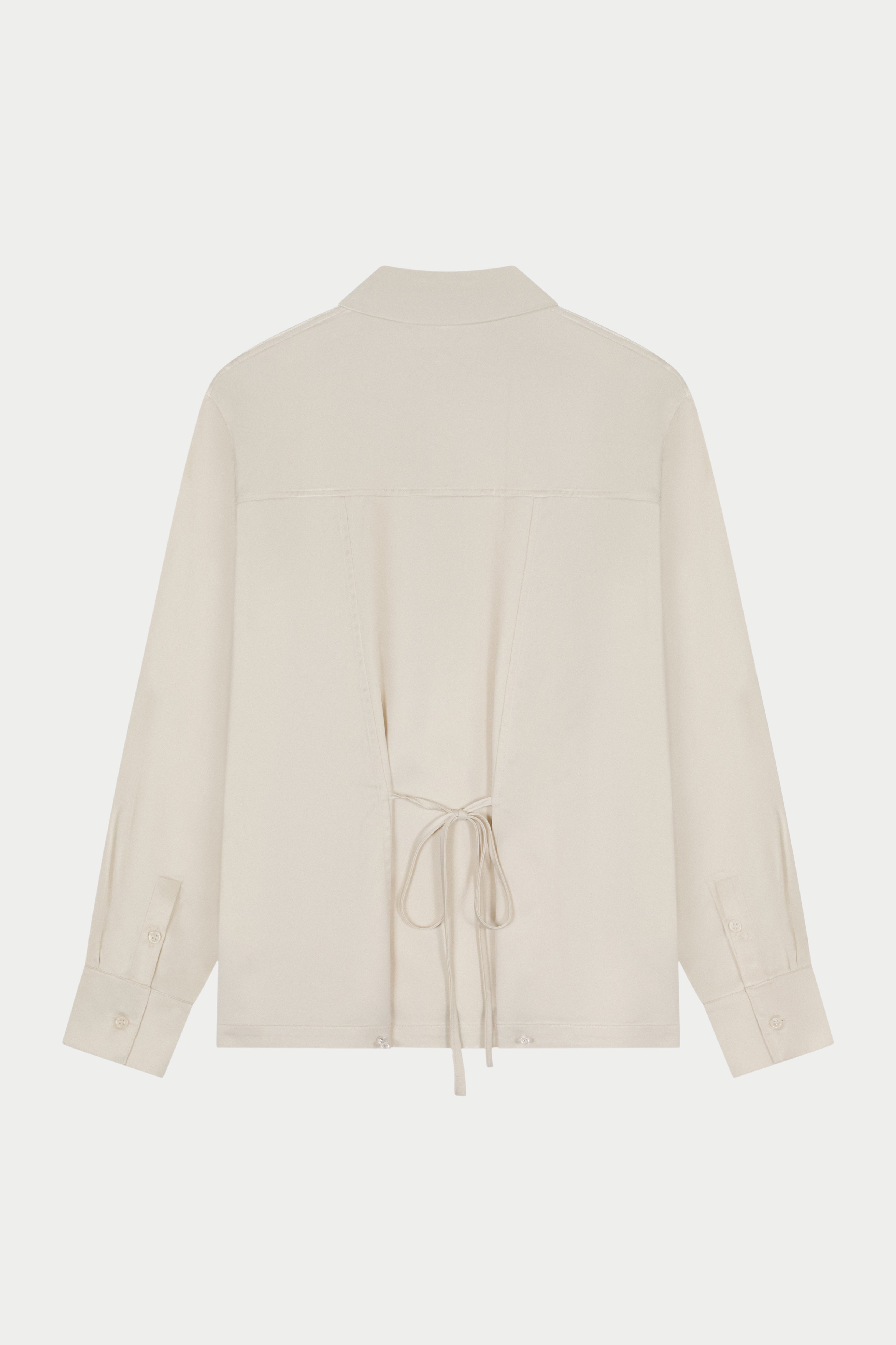 TIE BACK SATIN SHIRT - IVORY