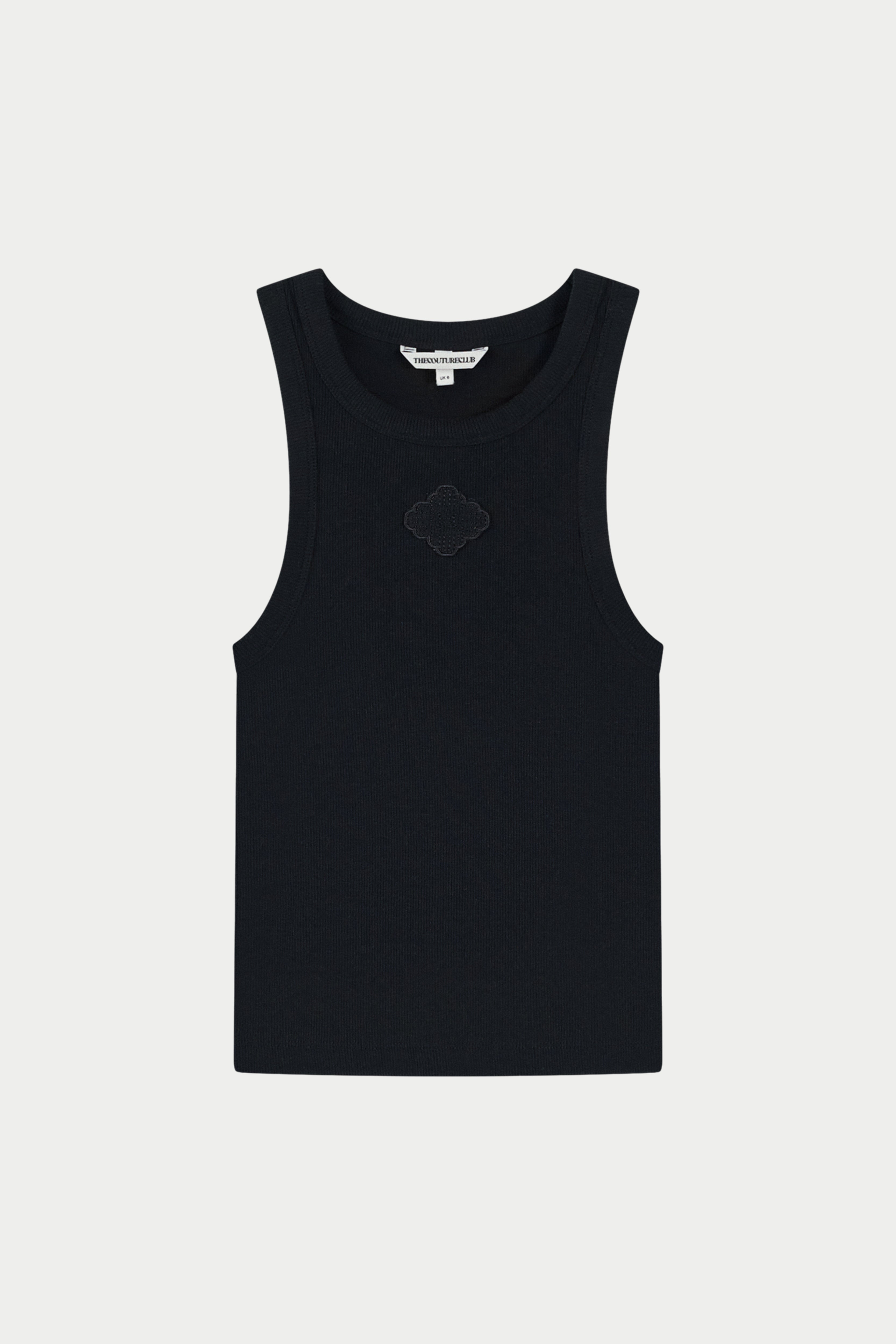 EMBLEM RIB VEST TOP - BLACK