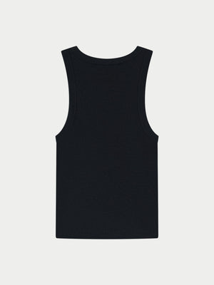 EMBLEM RIB VEST TOP - BLACK