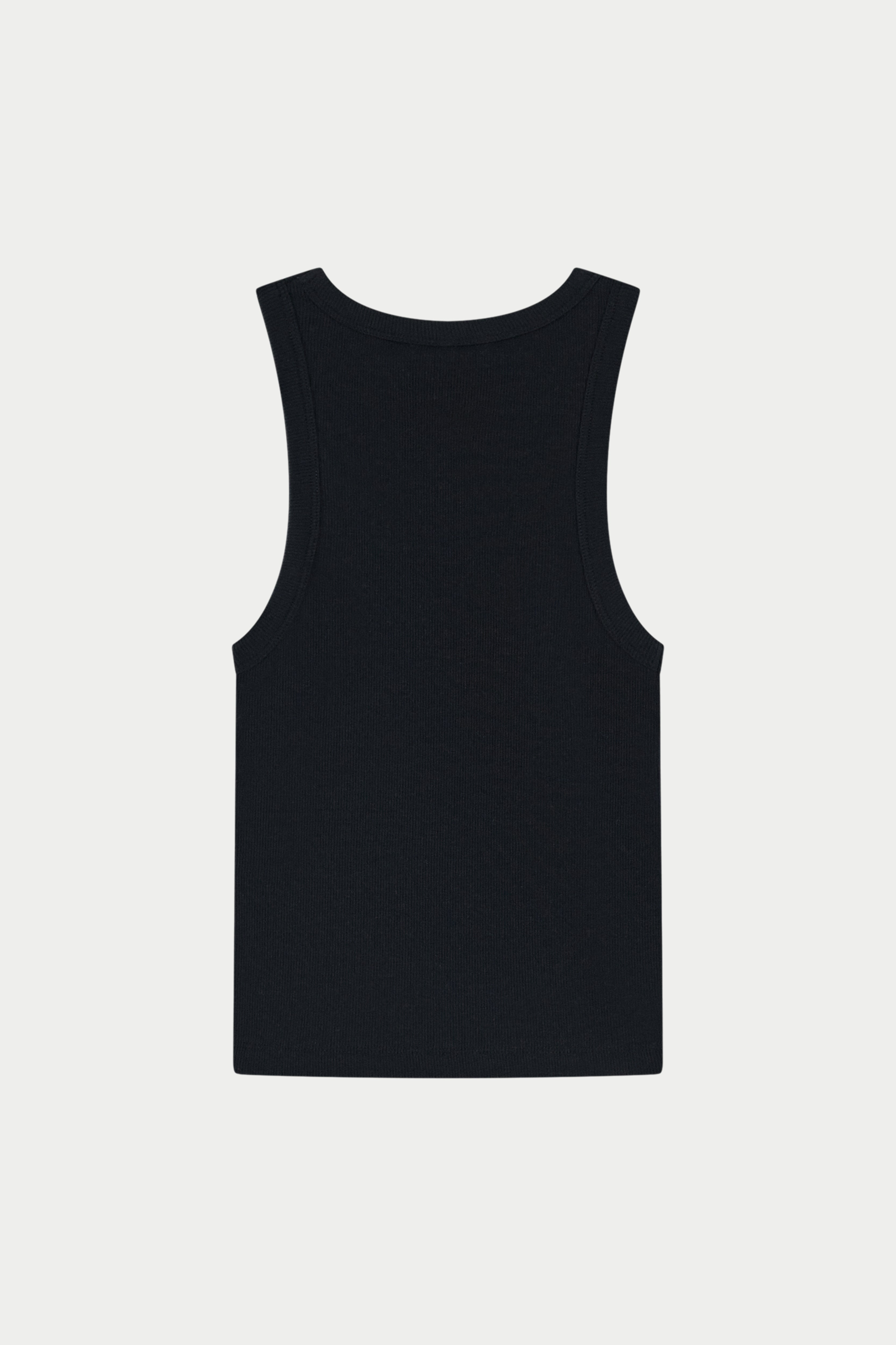 EMBLEM RIB VEST TOP - BLACK