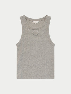 EMBLEM RIB VEST TOP - GREY MARL