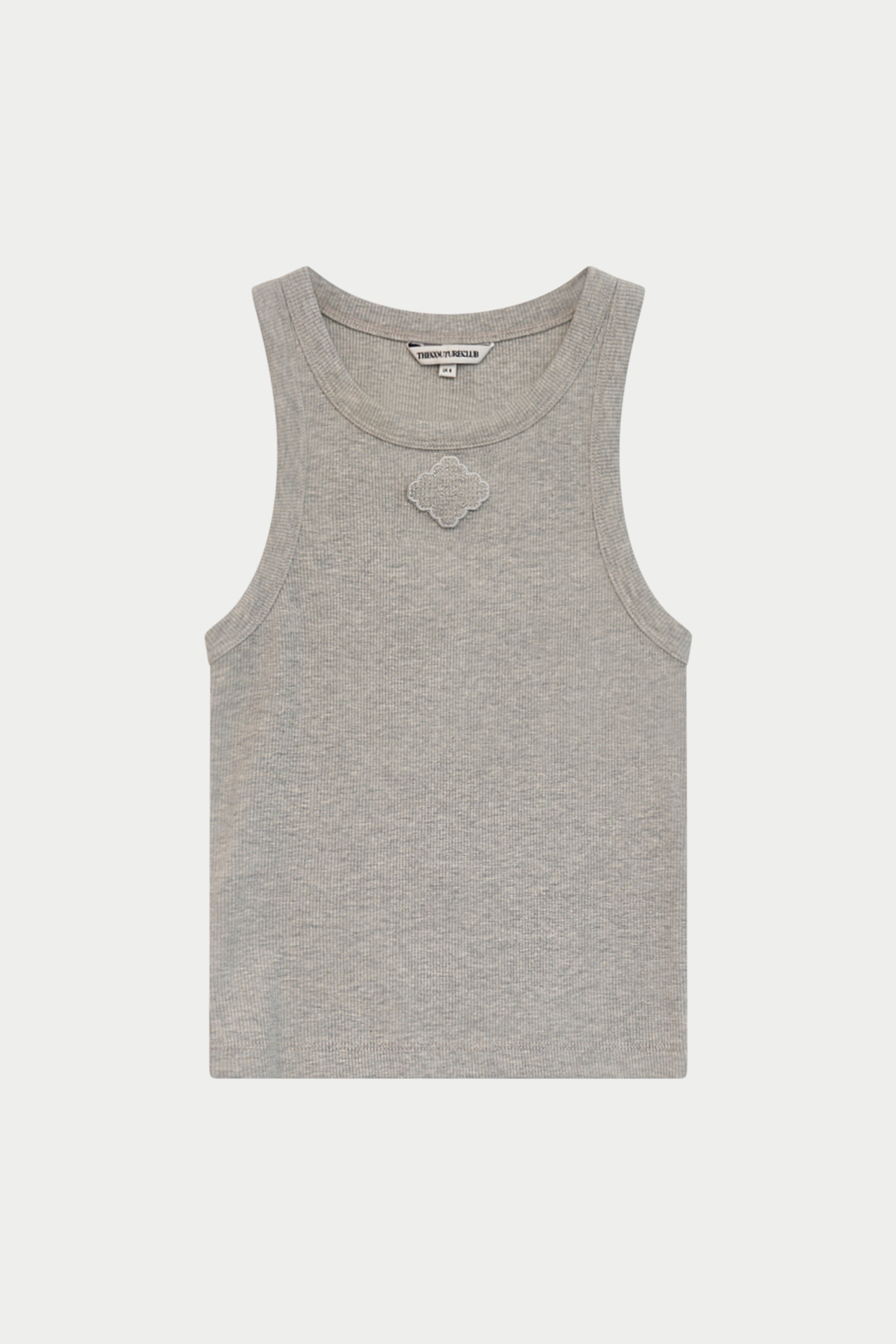 EMBLEM RIB VEST TOP - GREY MARL