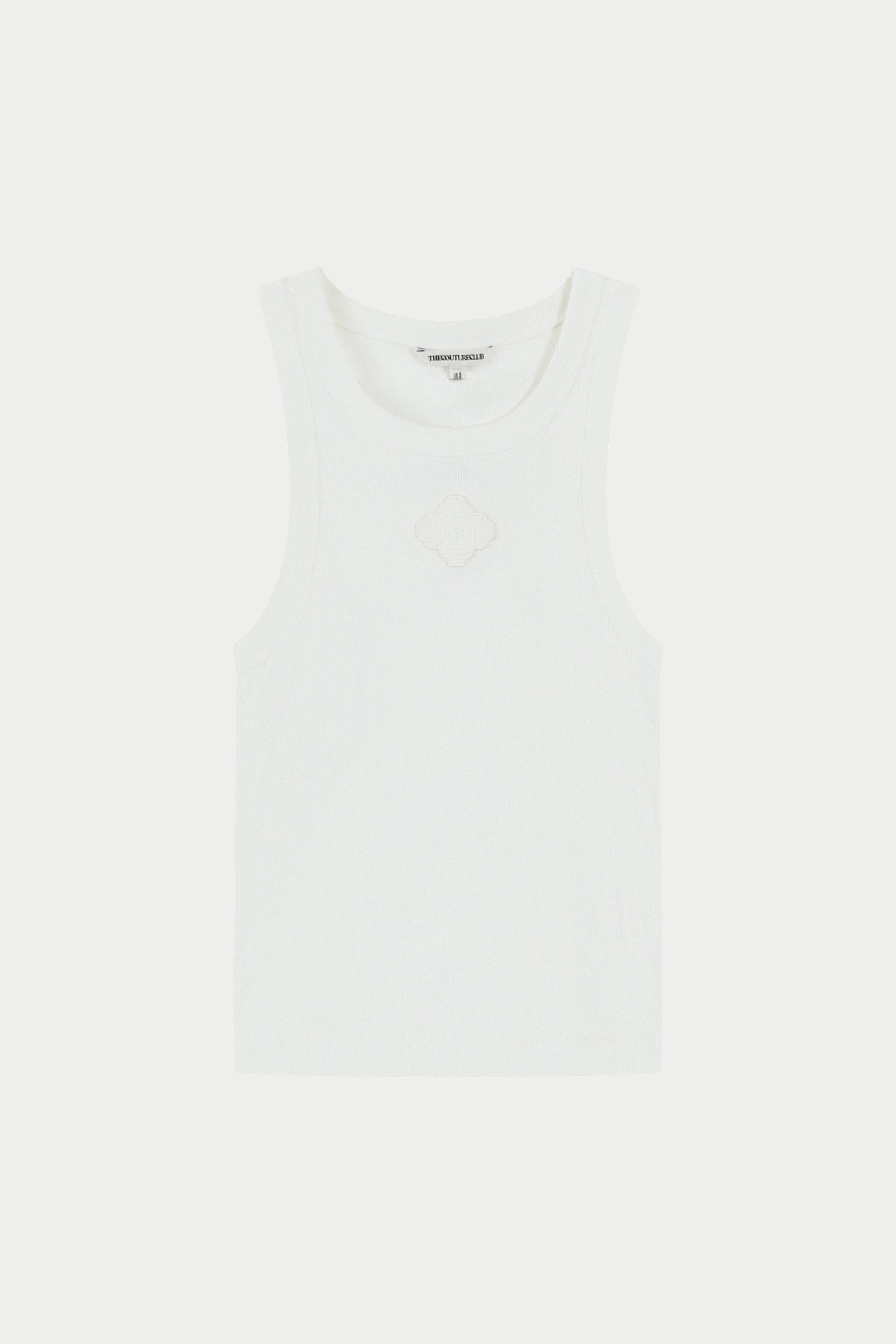 EMBLEM RIB VEST TOP -  OFF WHITE