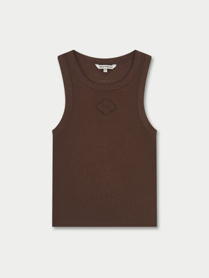 EMBLEM RIB VEST TOP - BROWN