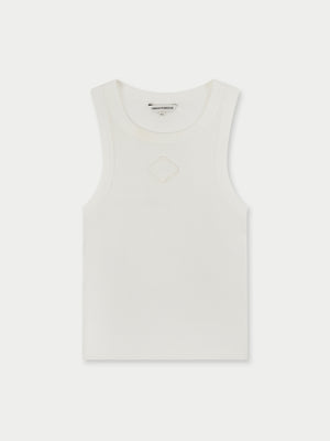 EMBLEM RIBBED VEST TOP -  OFF WHITE