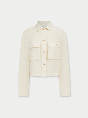 SHEER LINEN PATCH POCKET SHIRT - OFF WHITE