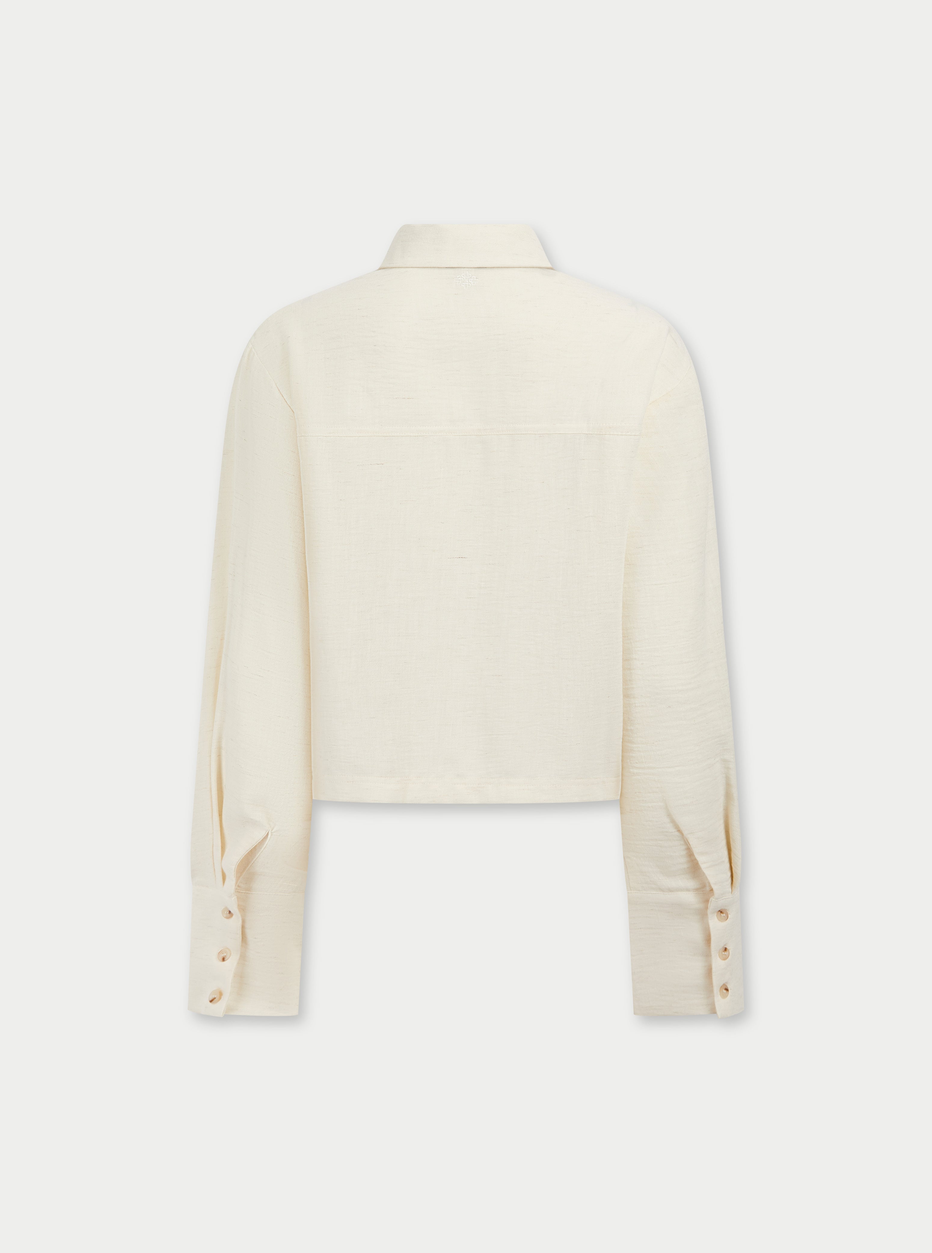 SHEER LINEN PATCH POCKET SHIRT - OFF WHITE