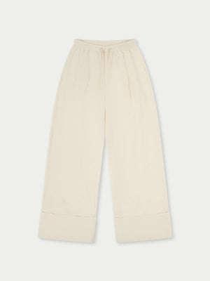 LINEN DEEP HEM TROUSERS - OFF WHITE