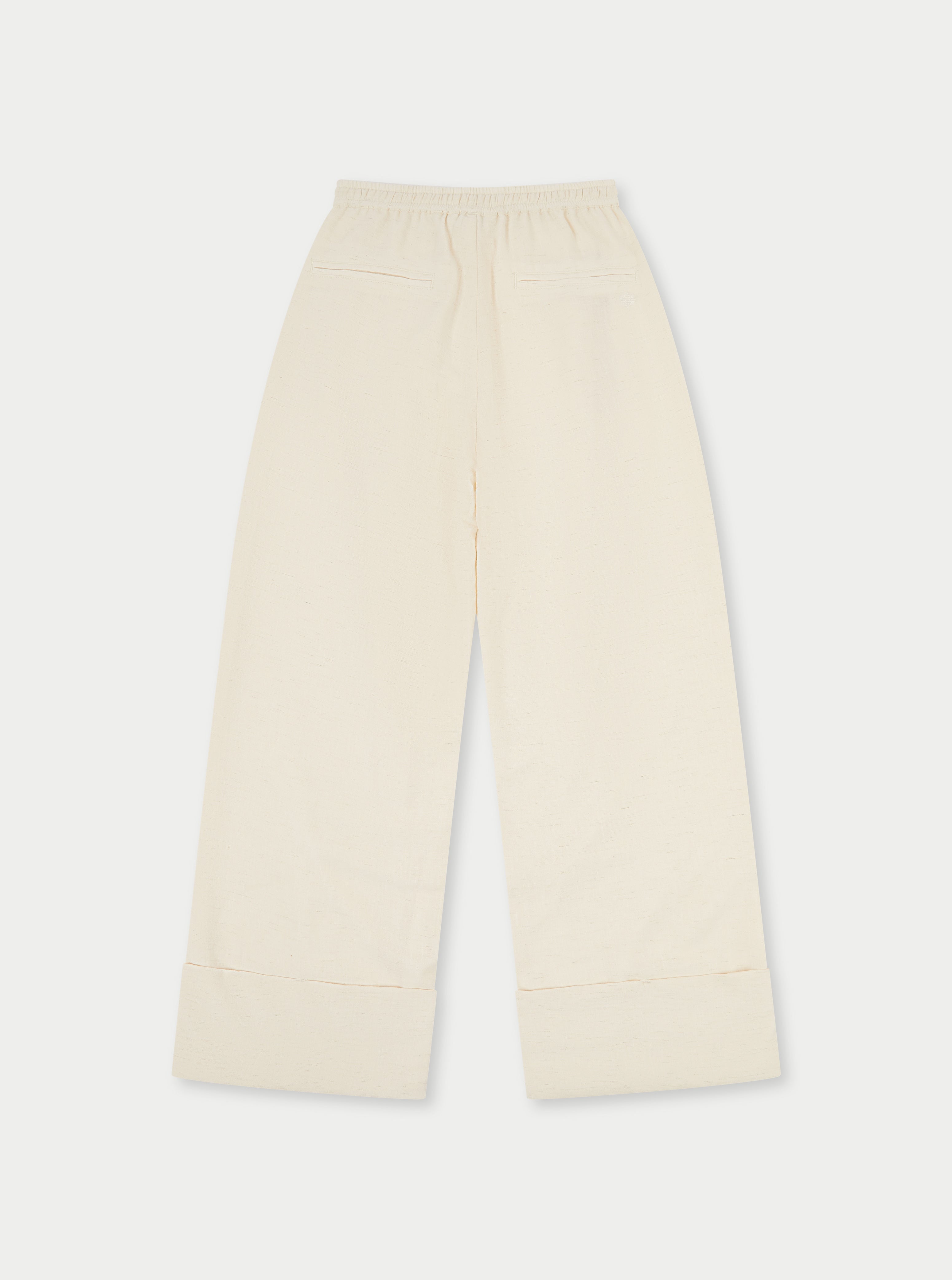 LINEN DEEP HEM TROUSERS - OFF WHITE