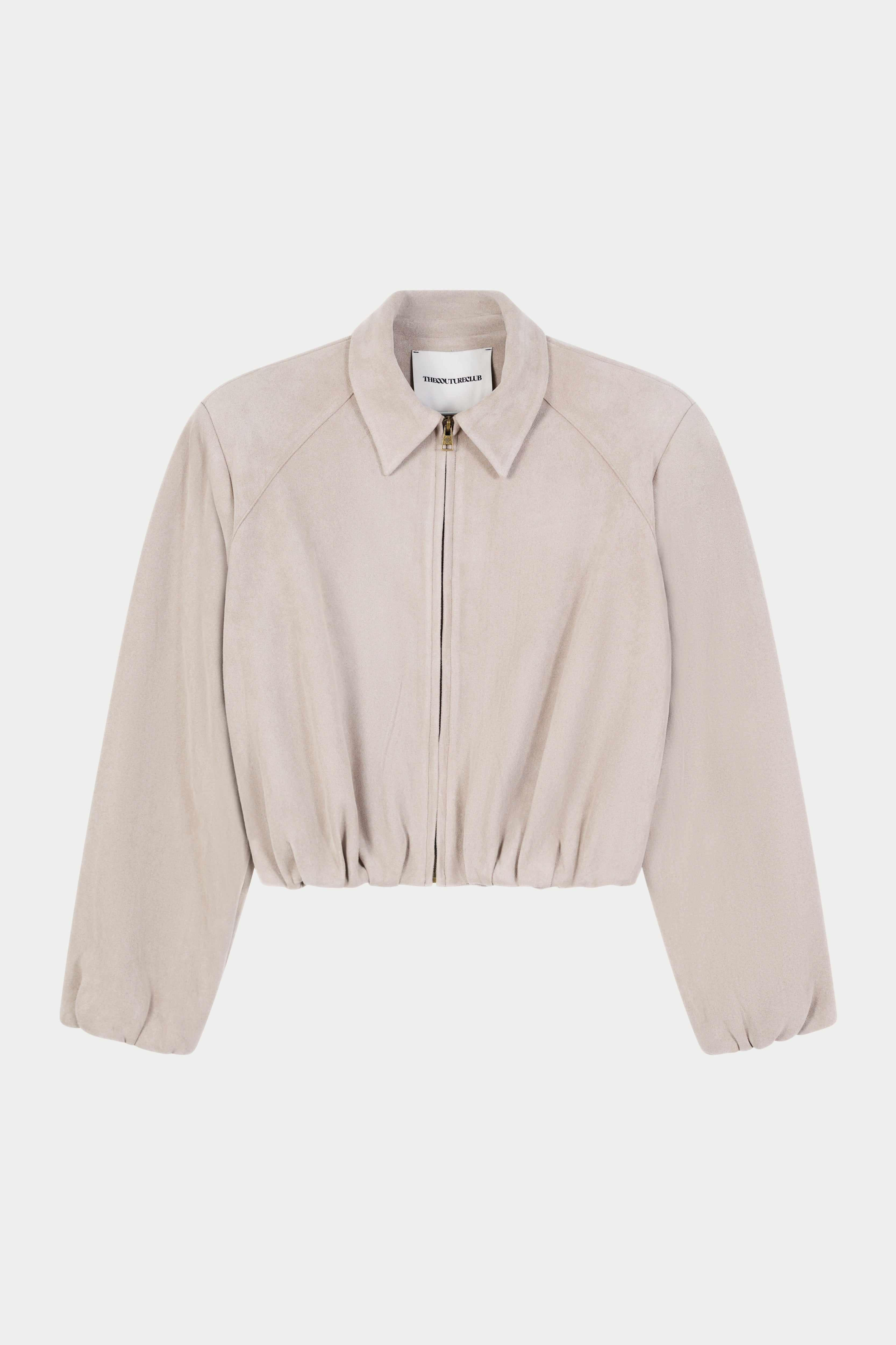 BALLOON HEM FAUX SUEDE JACKET - BEIGE