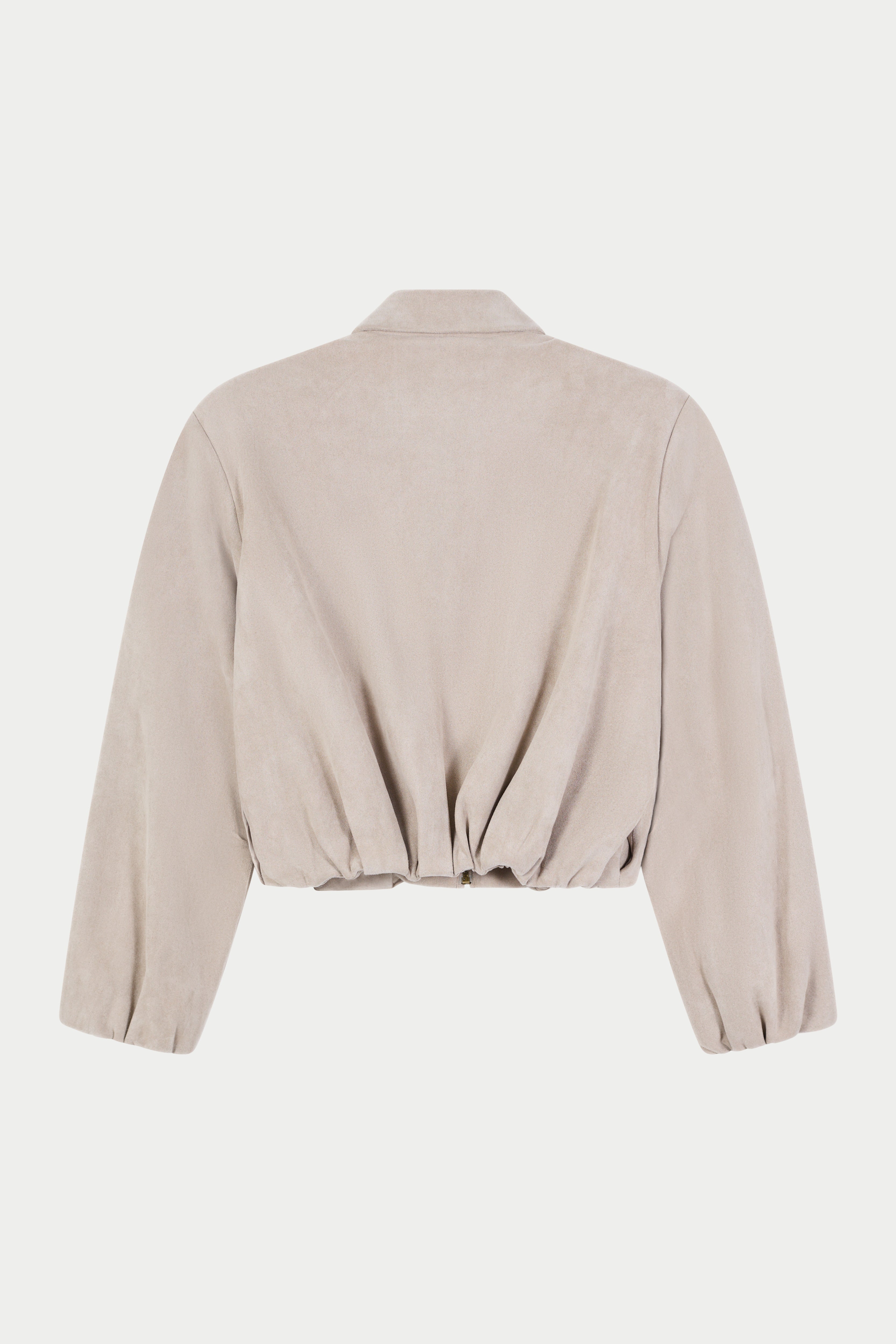 BALLOON HEM FAUX SUEDE JACKET - BEIGE