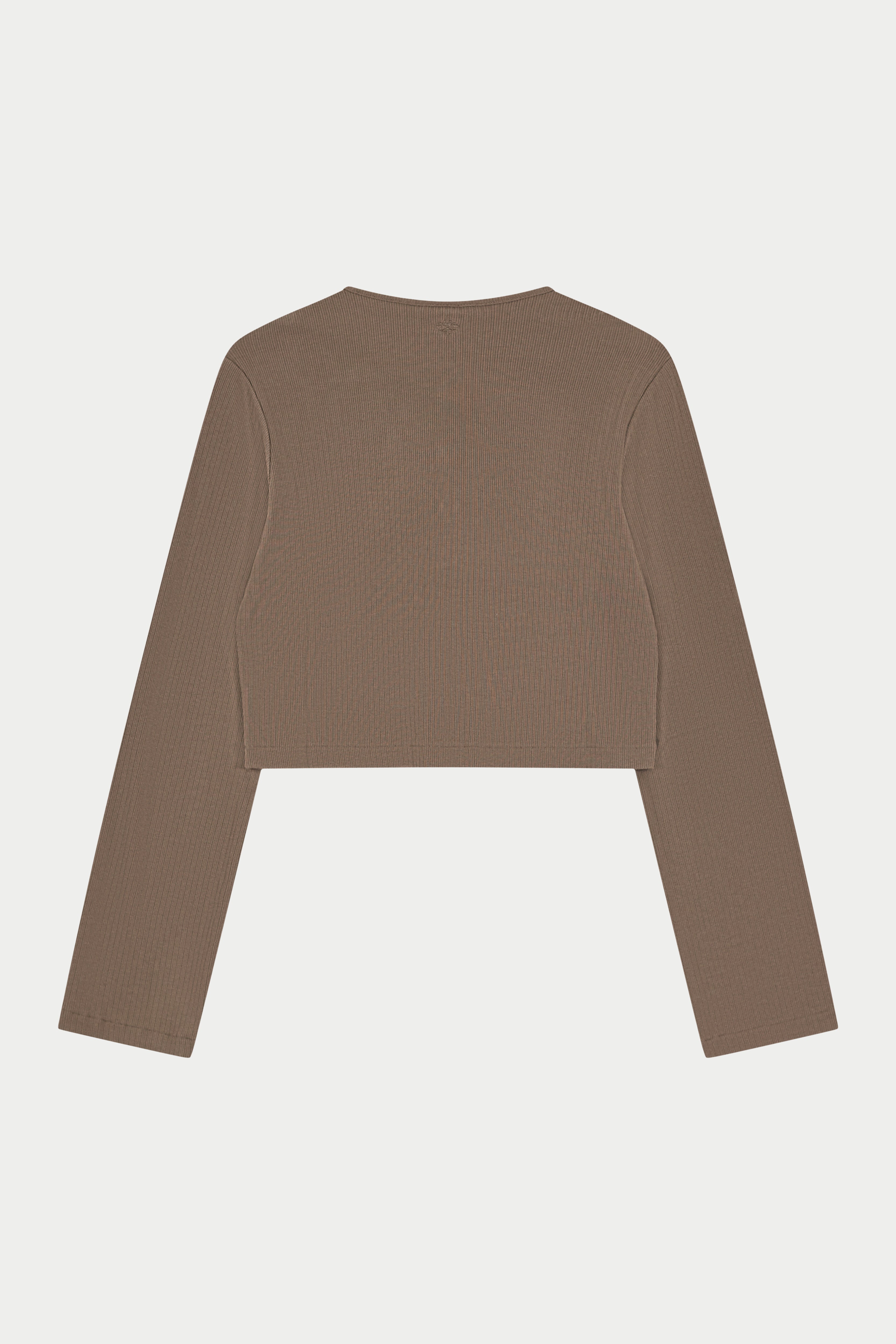 RIBBED BUTTON THROUGH TOP - BROWN