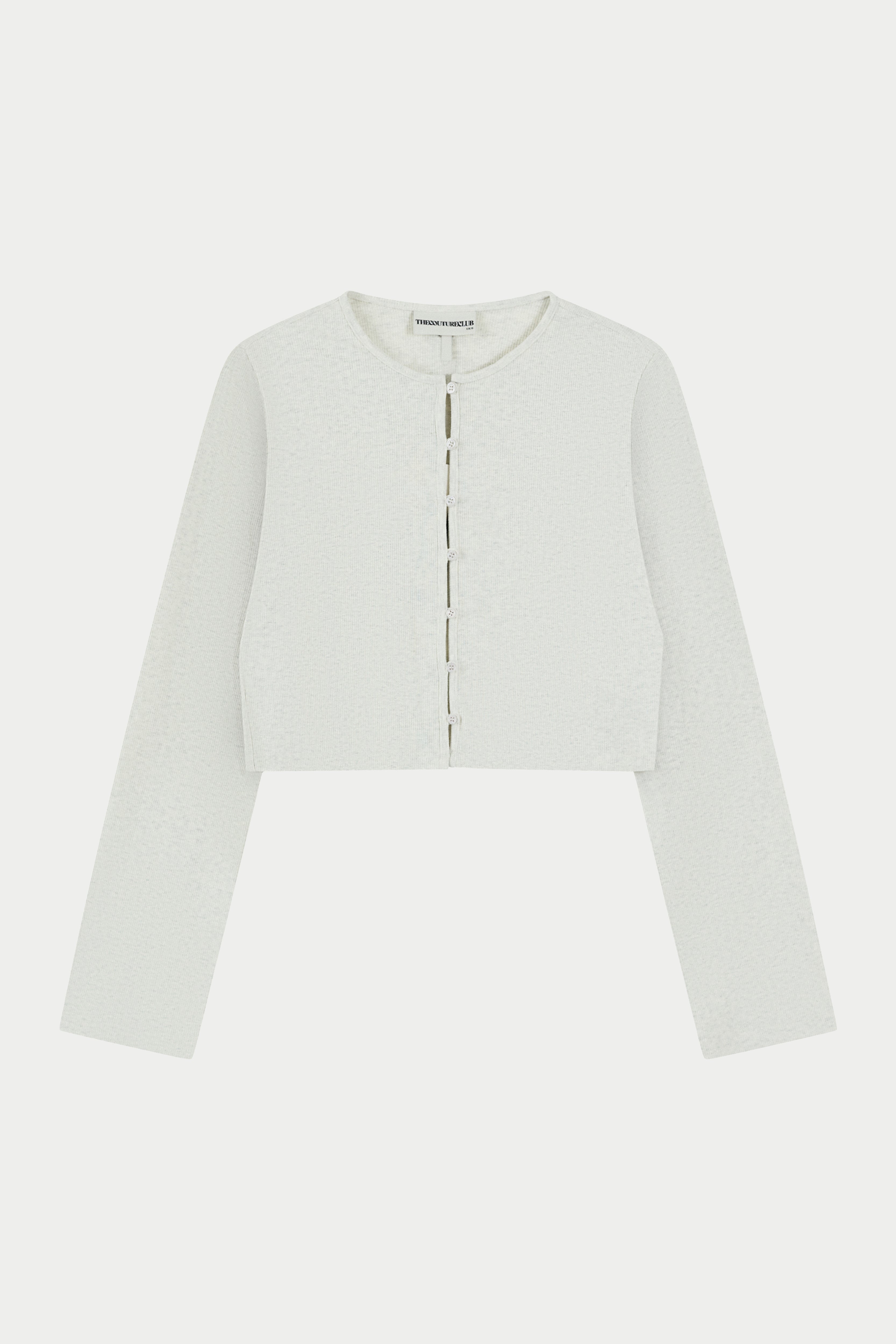 RIBBED BUTTON THROUGH TOP - GREY