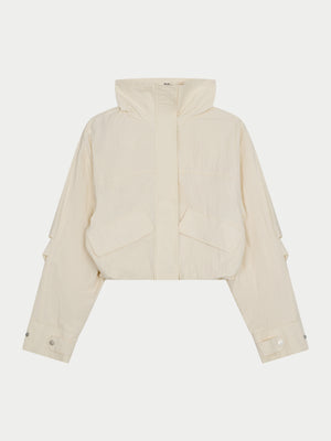 FUNNEL NECK SHELL JACKET - ECRU