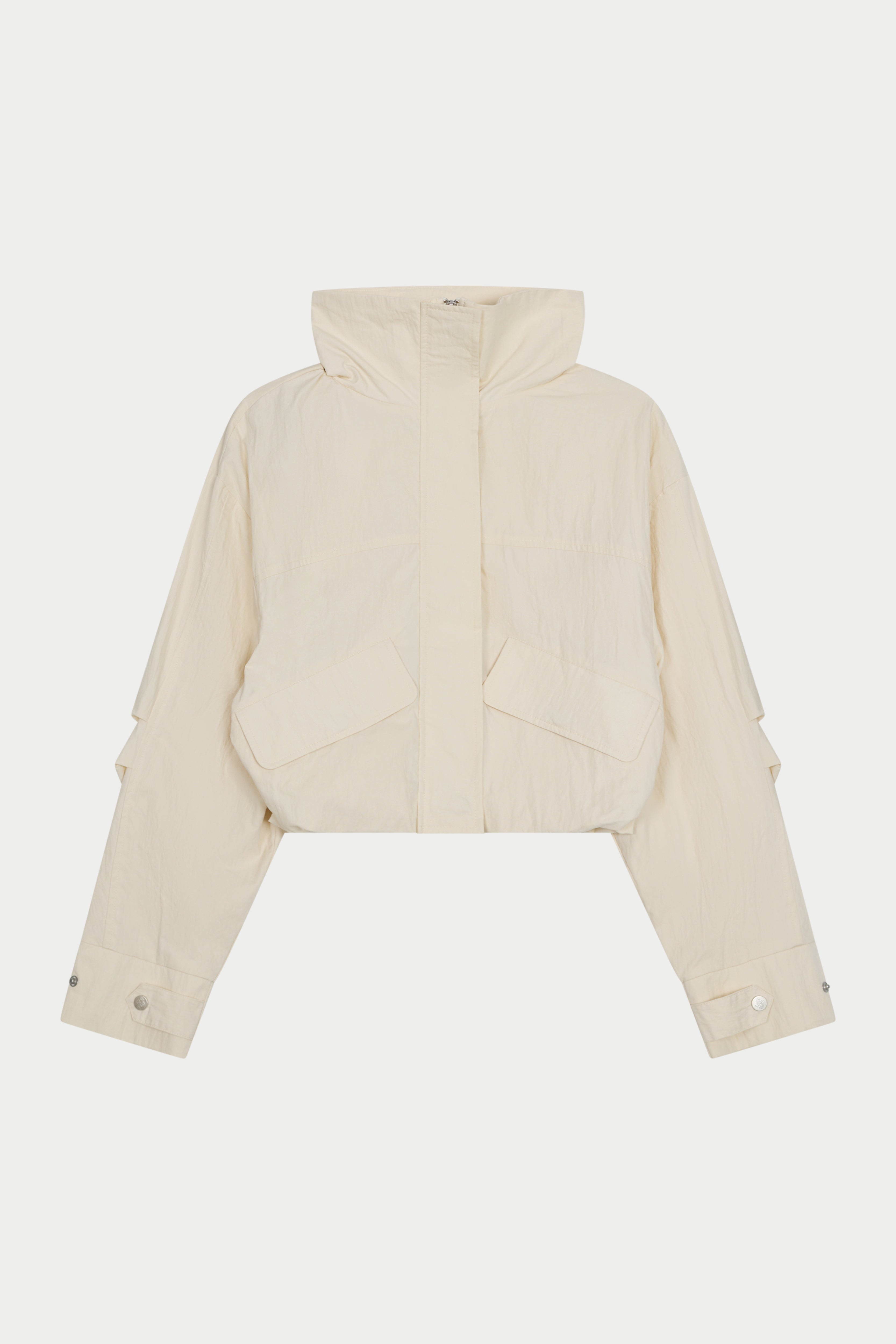 FUNNEL NECK SHELL JACKET - ECRU