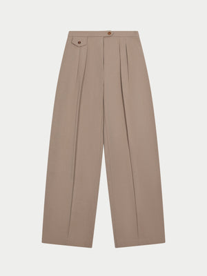 BARREL LEG SMART TROUSERS - BEIGE