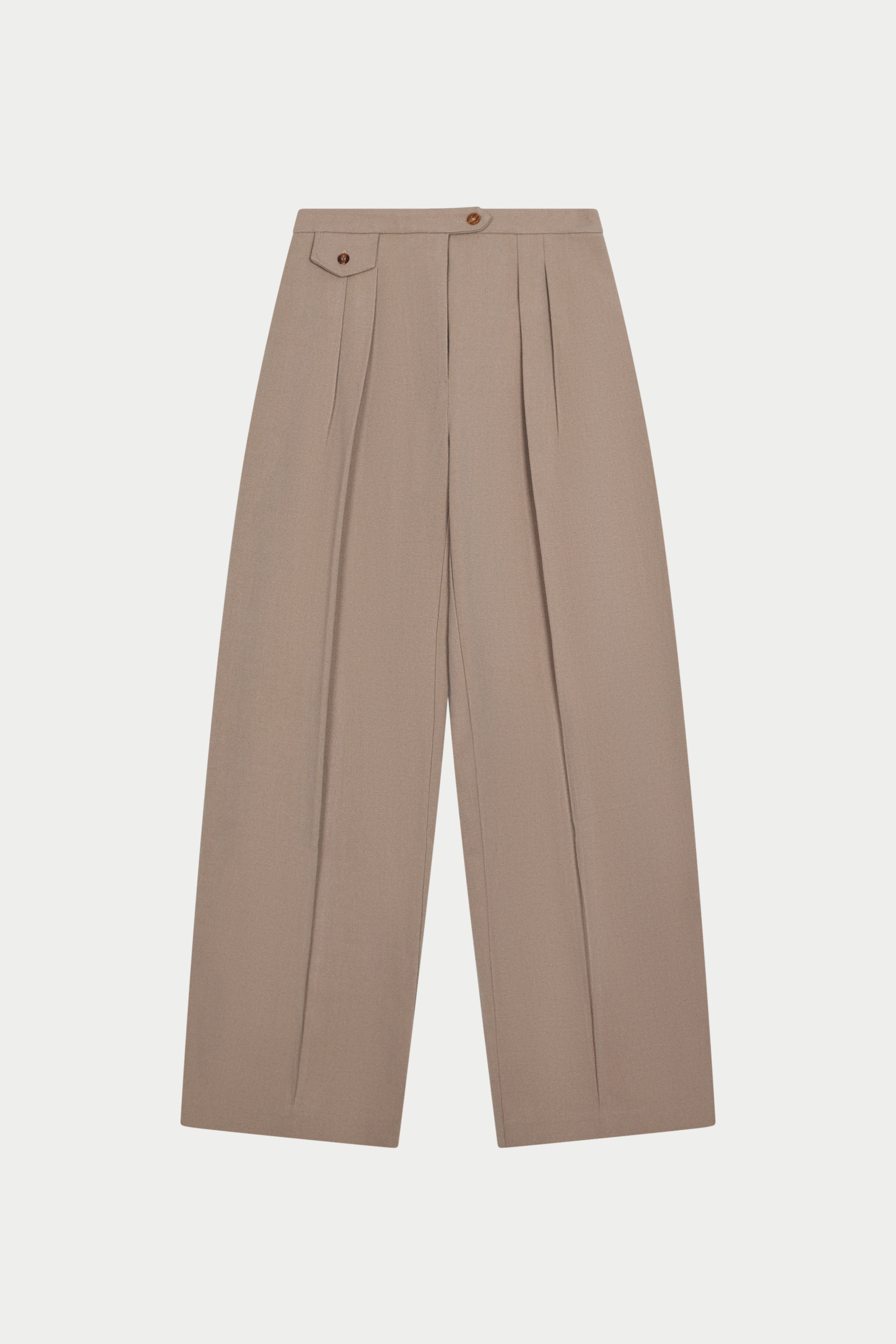 BARREL LEG SMART TROUSERS - BEIGE