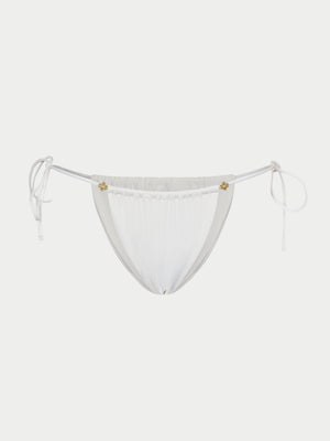 SIDE TIE EMBLEM BIKINI BOTTOMS - WHITE