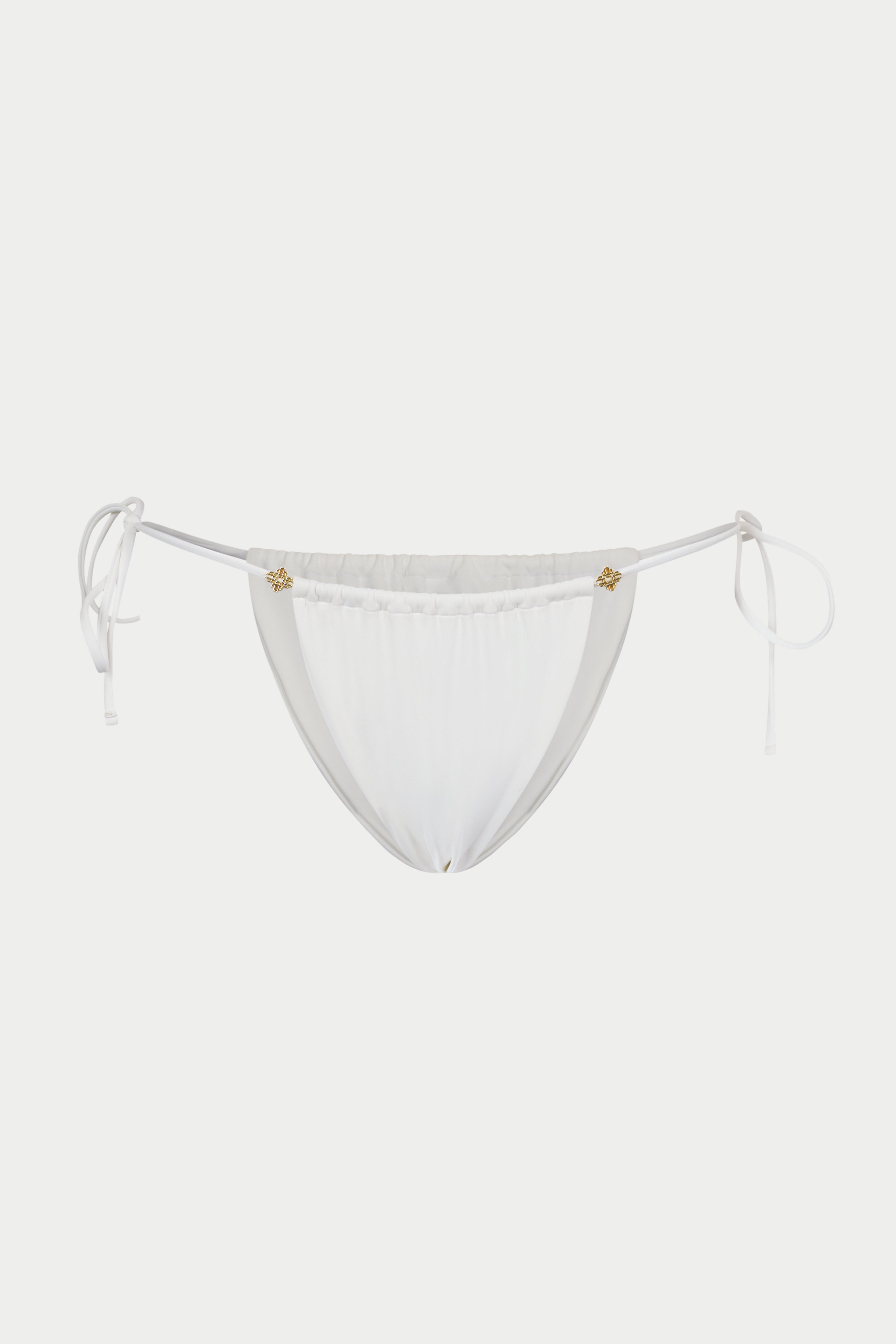 SIDE TIE EMBLEM BIKINI BOTTOMS - WHITE