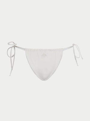 SIDE TIE EMBLEM BIKINI BOTTOMS - WHITE