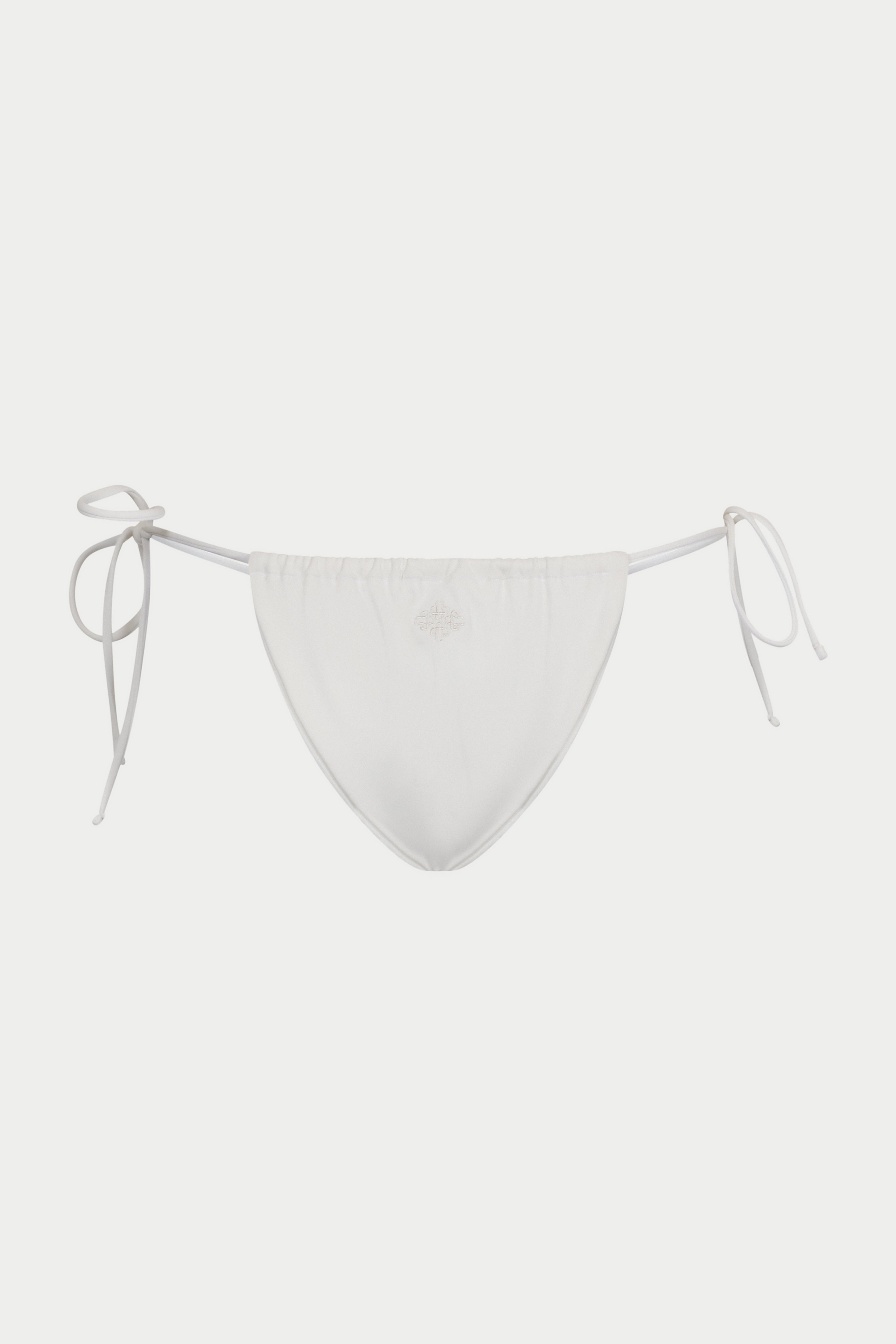 SIDE TIE EMBLEM BIKINI BOTTOMS - WHITE