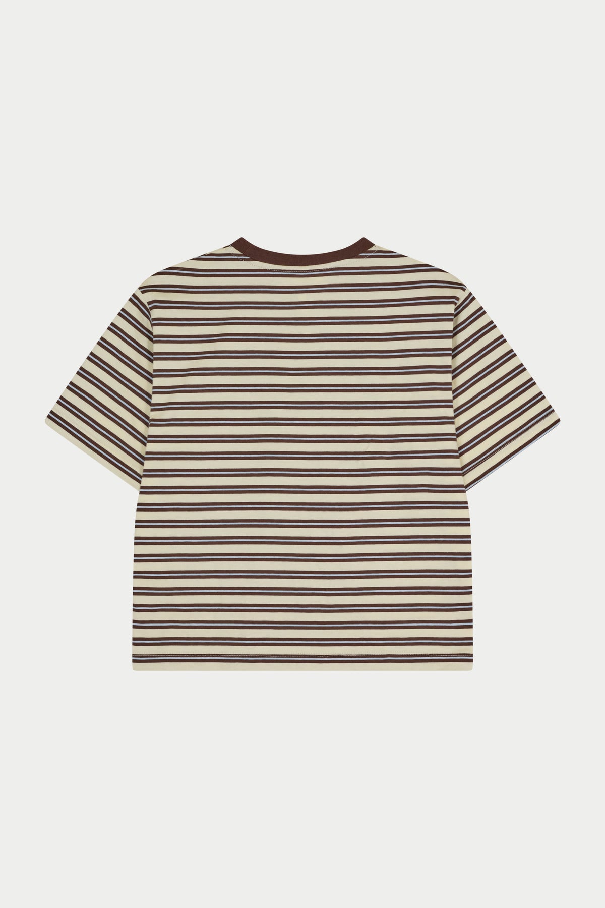 STRIPE POCKET SHORT SLEEVE T-SHIRT - BROWN