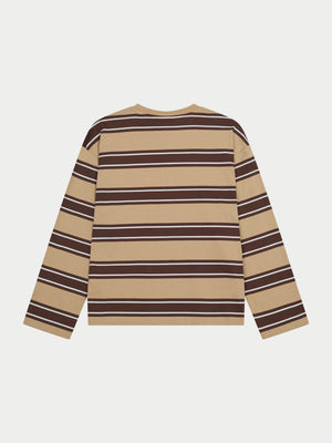 STRIPE POCKET LONG SLEEVE T SHIRT - CHOCOLATE