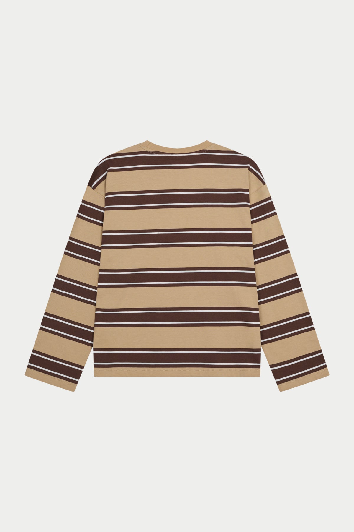STRIPE POCKET LONG SLEEVE T SHIRT - CHOCOLATE