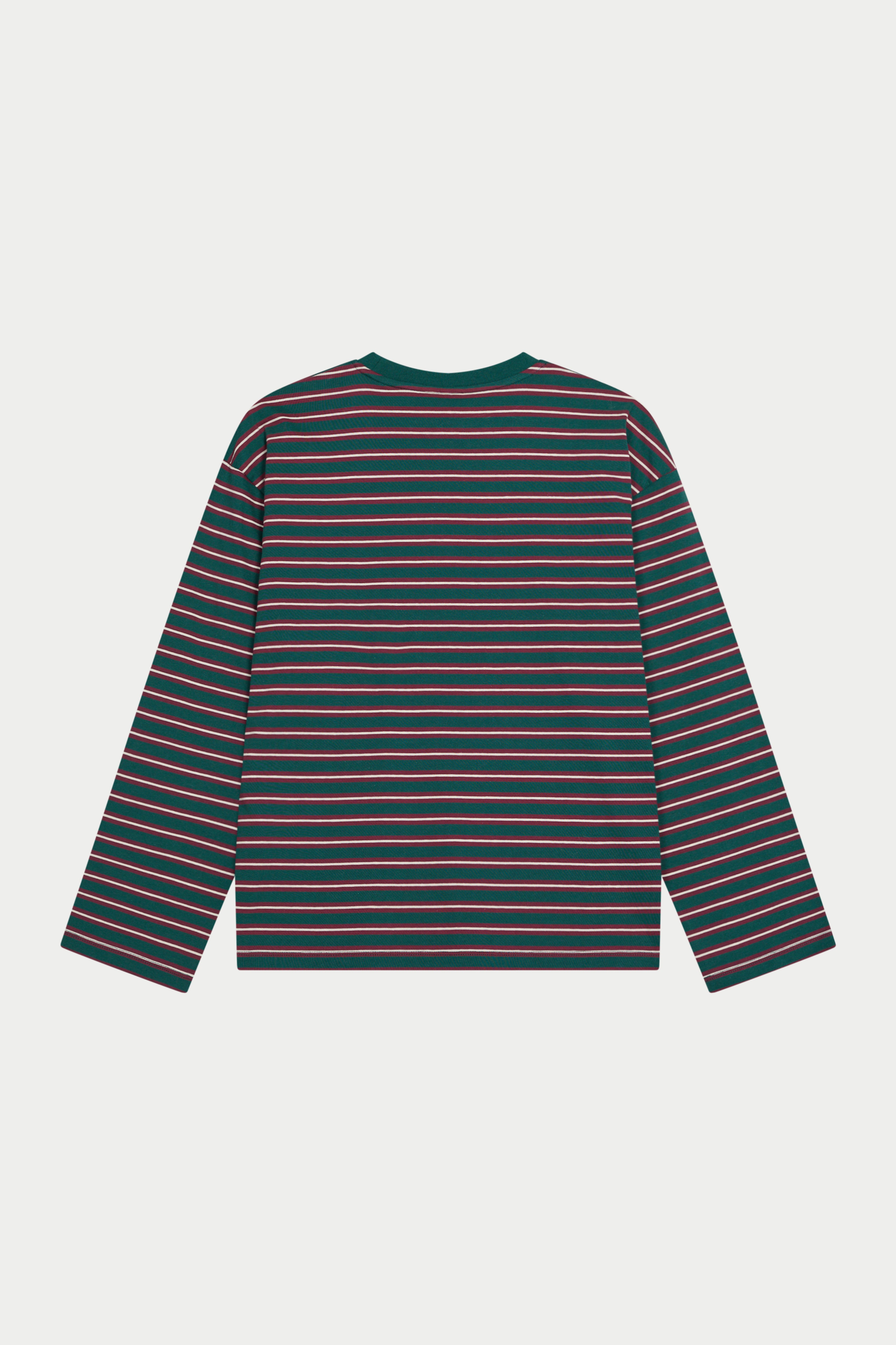 STRIPE POCKET LONG SLEEVE T SHIRT - FOREST GREEN