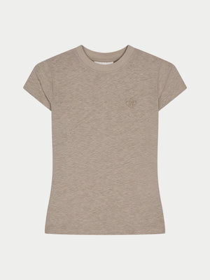 MARL SLUB CAP SLEEVE BABY TEE - MUSHROOM