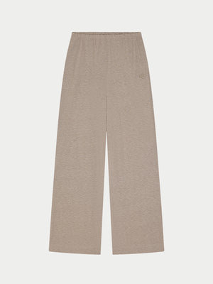 MARL SLUB WIDE LEG JOGGERS - MUSHROOM