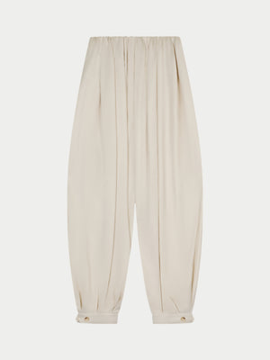 SATIN GATHERED BALLOON TROUSERS - IVORY